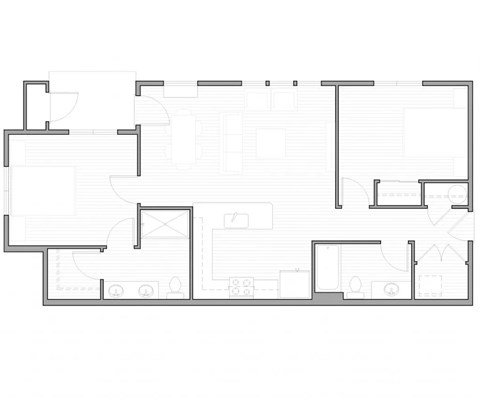 A floor plan of a house with multiple rooms and a garage.